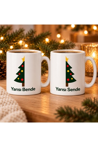Storeşahin Yarısı Bende Yarısı Sende 2'li Porselen Kupa Seti - Model 402 Shn0720 Çok Renkli