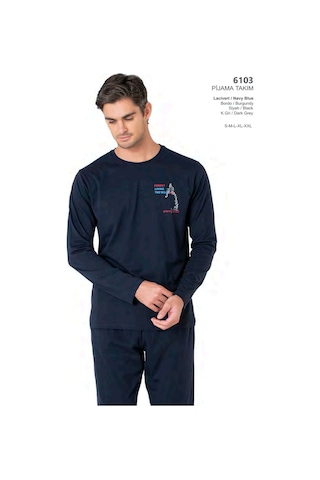 Pierre Cardin 6103 Erkek Uzun Kollu Bisiklet Yaka Pijama Takımı-lacivert Lacivert