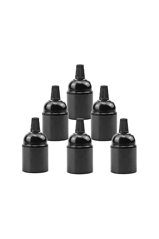 Vintage E27 Duy, 6 Parça Bakalit Duy, E27 Duy Vidalanabilir Duy, Ev Bar Ofis Dıy Sarkıt Duy, Siyah Diğer