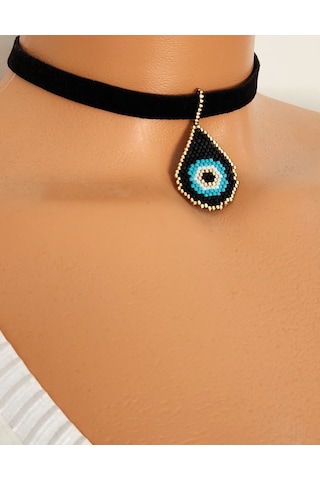 Miyuki Siyah Nazar Choker Kolye 01 - Siyah