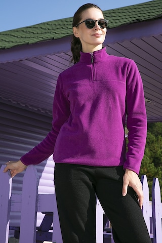 Lela Slim Fit Yumuşak Dokulu Anti-Pilling Tüylenme Yapmayan Yarım Fermuarlı Bayan Polar 5907000 Mor