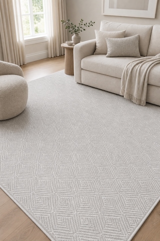 Novax Elysia Geometrik Gri Kaymaz Taban Yıkanabilir Salon Halısı