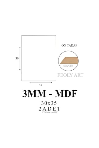 3 Mm 30x35 Mdf Plaka 2 Adet - Hobi, Maket, Ahşap El Sanatları, Pasta Altlığı - 1 Yüz Beyaz Lam Mdf İçin Uygun