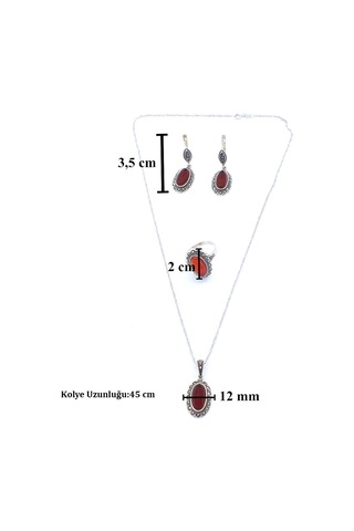 Ferizz 925 Ayar Ateş Taşlı Gümüş Set Gset-101