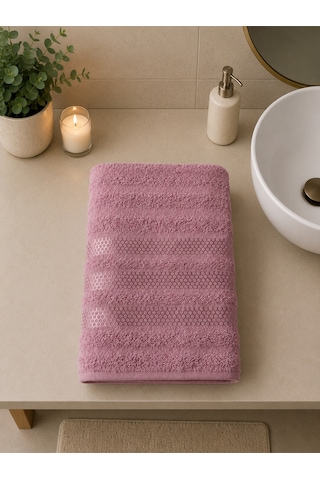 Pamuklu Saç Havlusu 50x90 Ve Banyo Havlusu 90x150 Yumuşak Dokulu Emici Saç Vebanyo Havlusu Pembe