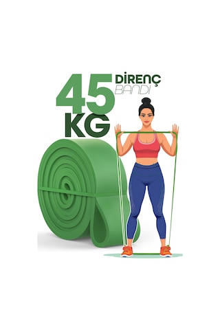 45kg Barfiks Lastiği Gym Resistance Band Antrenman Kas Geliştirme Bandı Yeşil Ultra Sert