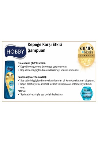 Hobby Şampuan Kolajen Mentol Kepekli Saç 480 Ml X 6 Adet