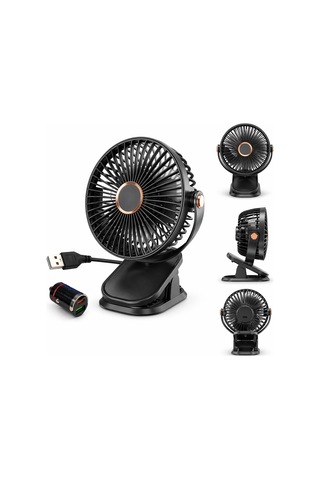 Mandallı Araç İçi Vantilatör 6 İnç 360 Dönebilen Usb Ve Çakmaklık Uyumlu Sessiz Fan