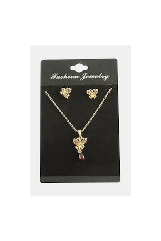 Kelebek Zirkon Taşlı Set Kolye çok renkli 54045611