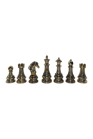 Sadece Satranç Taşı İsteyene Gifthome Premium Battal Boy Metal İşlemeli Klasik Satranç Taşı