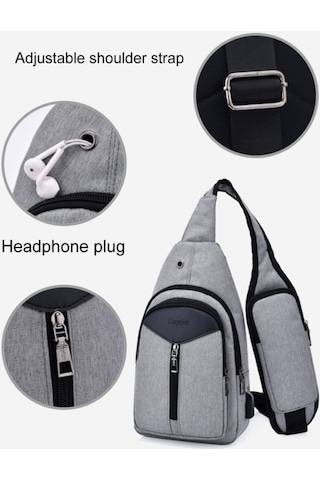 Artfulabode Unisex Usb Şarjlı Göğüs Çantası Koyu Gri