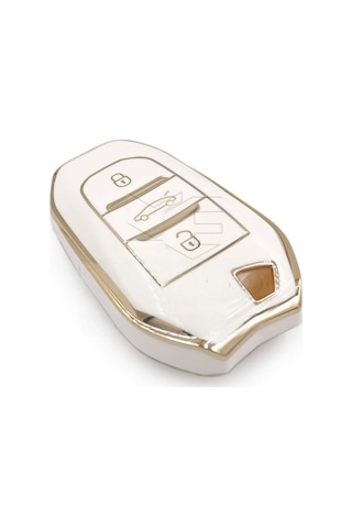 Peugeot 208 308 508 2008 3008 5008 Rifter Nano Anahtar Kılıfı Beyaz Gold Renk 1.ci Kalite