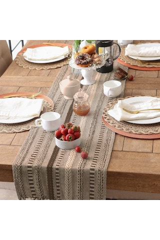 Wellstil Neula %100 Pamuk Örme Runner - Koyu Kahve Koyu Kahve