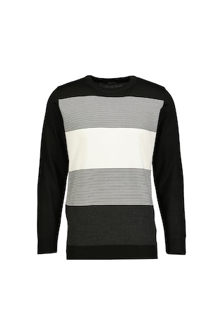 Finesuits Erkek Desenli Yünlü Kazak 2422201023.dsoyr Siyah