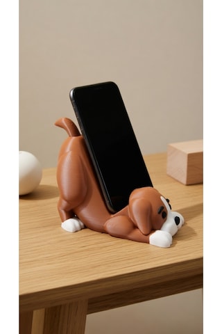 Köpek Figürlü Telefon Tutucu Stand - 3d Baskı Ofis Masaüstü Aksesuarı Ve Biblo