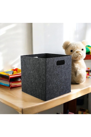 Dolap İçi Düzenleyici 1 Adet Organizer 3mm Keçe 32x32x32 Cm Çok Amaçlı Keçe Kutu Antrasit