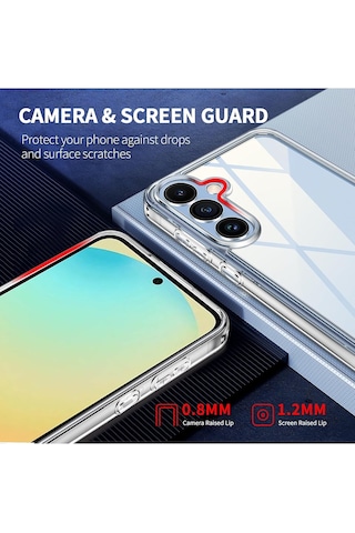 Samsung Galaxy Uyumlu S24 Fe Şeffaf Kılıf & 2 Adet Cam Ekran Koruyucu