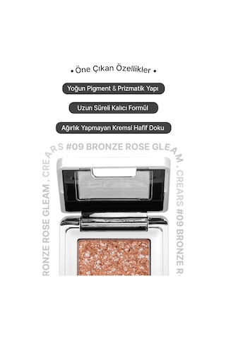 Cre'ars Mücevher Parlaklığında Yoğun Pigmentli Tekli Far Glitter Bomb Eyeshadow 09 Bronze Rose Gleam