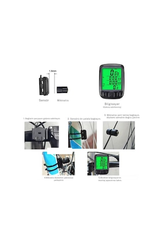 Bisiklet Km Hız Sayacı Led Ekran Hız Göstergesi - Su Geçirmez Siyah