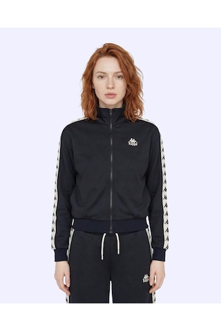 Kappa 222 Banda Alber Full Zip Kadın Siyah Regular Fermuarlı Eşofman Üstü