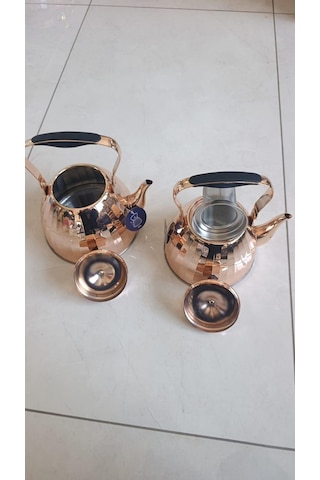 2 Litre Ve 3 Litre Çaydanlık Takımı Bakır Renk Paslanmaz Çelik Çaydanlık İthal Demlik Çaydanlık