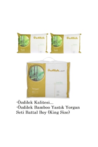 Özdilek 1adet Bambu Yorgan + 2adet Bambu Yastık Battal King Size Beyaz