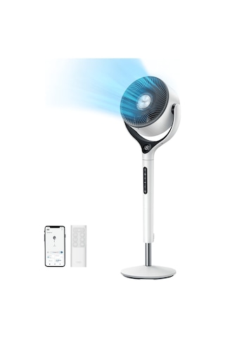 DREO Smart TurboPoly Fan 565S Akıllı Ayaklı Vantilatör, 1500+ Renk Işık, Ayarlanabilir Yükseklik, WiFi & Alexa, 6 Mod, 3D Salınım Beyaz