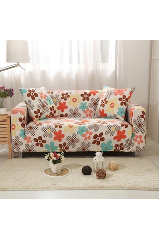 Sones Çift Kişilik Dört Mevsim Baskılı Tam Kapsama Elastik Kaymaz Kanepe Kılıfı Renkli