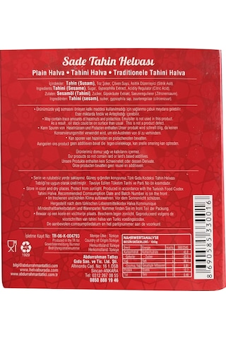 Abdurrahman Tatlıcı Tahin Helva Sade 3 x 300 G