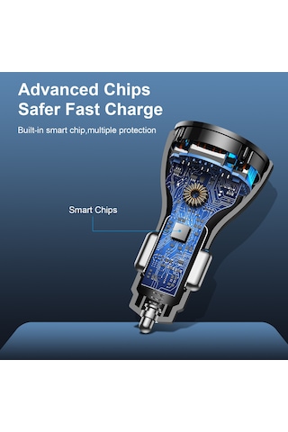 50w 4 Port Usb Araç Qc 3.0 Hızlı Şarj Mini Telefon Şarj Cihazı Avustralya'da B-siyah