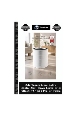 Oda Yaşam Alanı Kolay Montaj Akıllı Hava Temizleyici Filtresi Tap-500 Pro Gri Filtre