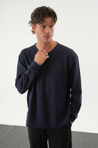 Redline Taren Oversize Erkek Kışlık Düğmeli Sweatshirt Lacivert