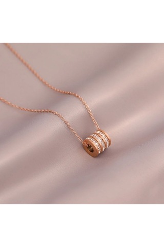 Kadın Silindir Model Gold Renk Çelik Kolye