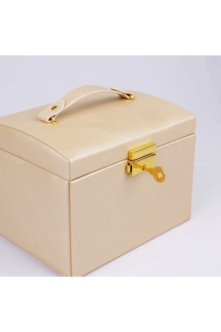 Şık Tasarımlı Çok Gözlü Deri Kilitli Takı Ve Mücevher Kutusu