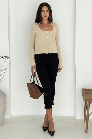 Noa & Noa Kadın Örgü Crop Top & Hırka Takımı Yumuşak & Minimal Stil Bej