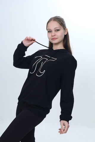 Toontoy Unisex Çocuk Pi Sayı Baskılı Regular Kapüşonlu Sweatshirt Siyah