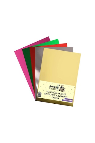 Metalik Aynalı Fon Kartonu 50x70 5 Renk 1 Paket Artlantis Aynalı
