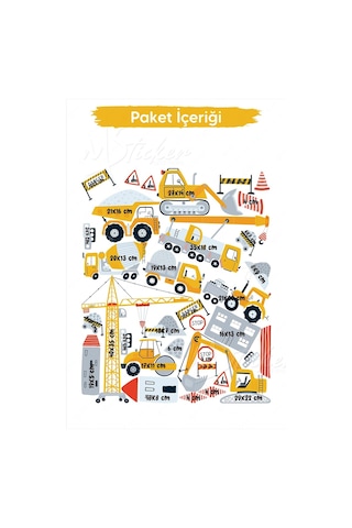 MSticker İş Makinaları Ve Şehir Çocuklar İçin Eğitici Öğretici Eğlenceli Sticker Seti