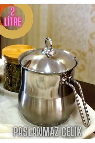 Yunusoğlu Home Paslanmaz Çelik 2.00 Litre Sütlük Sosluk 2 Parça K Gümüş