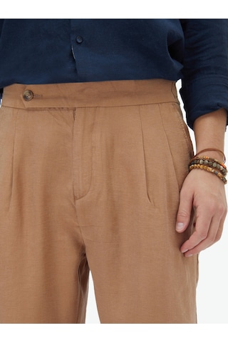 Kip Açık Kahve Dokuma Casual Pantolon Kahverengi