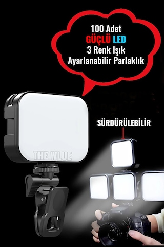 Şarjlı 100 Led Selfie Video Kamera Işığı Tripod Uyumlu Ve Mandall
