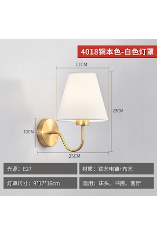 Moveevo Yatak Odası Duvar Lambası, Akustik Ve Işık Kontrollü Led, Klasik Amerikan Stili, Konforlu Ve Pratik Kullanım, Bakır Tonu Ve Beyaz Abajur Beyaz