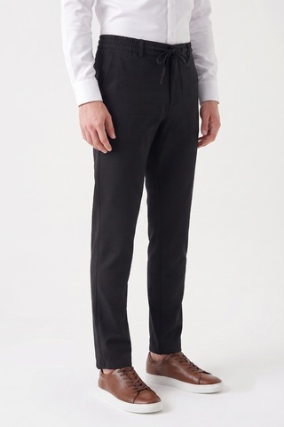 Günce Erkek Regular Kalıp Jogger Pantolon Gofre Kumaş Bgl-st05632 Siyah