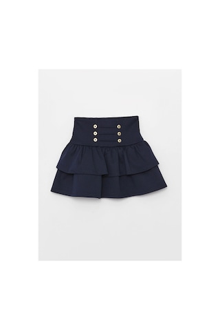 LC Waikiki Lcw Kids Yeni Sezon Beli Lastikli Katkat Kız Çocuk Etek Dark Navy