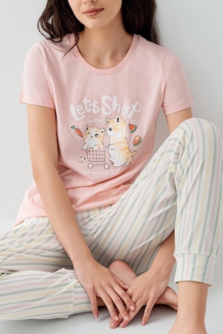 Kocabey Kısa Kol Pijama Takımı Pembe