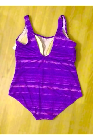 Sunsurf Büyük Beden Desenli Mayo 50-52-54-56 Beden Mor