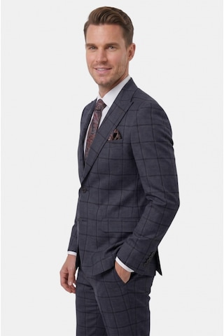 Deepsea Lacivert Kare Desenli Slim Fit Erkek Takım Elbise Çift Düğme Çift Yırtmaç 2 Li Takım 2601812