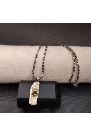 925 Ayar Gümüş Ay Yıldız Detaylı Kolye Ucu -şık Tasarım Zincirsiz Gümüş