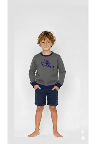 Coupon Çocuk Sweatshirt / Logo Baskılı Vizon