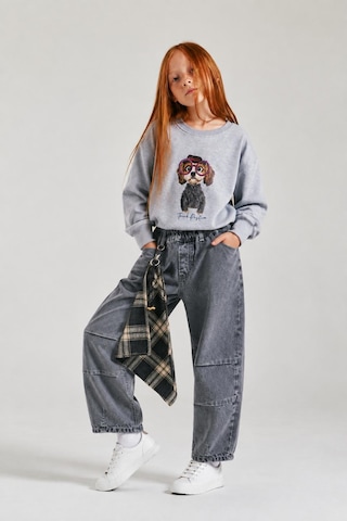 Loco Loco Gri Kız Çocuk Denim Pantolon